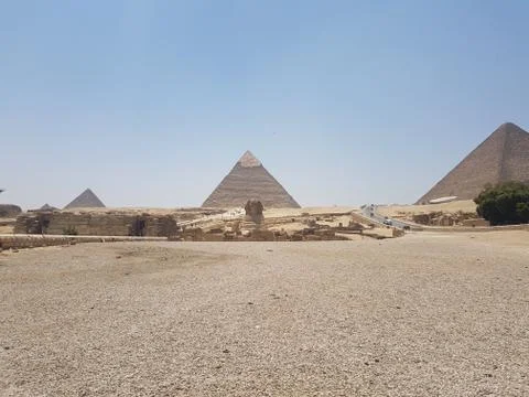 The Sphinx and the Three Pyramids Stock Photos