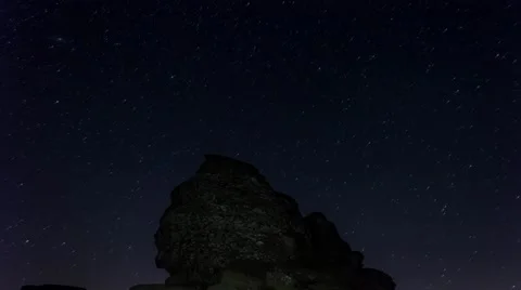 The Sphinx of Bucegi, in the Bucegi Plateau, night with clear sky Stock Footage 53249384