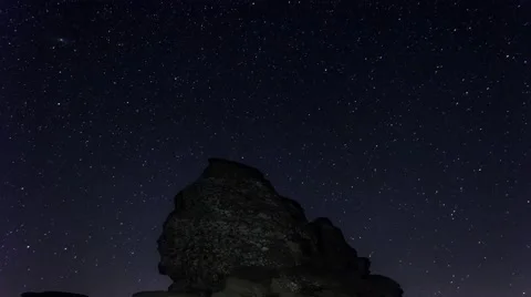 The Sphinx of Bucegi, in the Bucegi Plateau, night with clear sky Видео 53249604