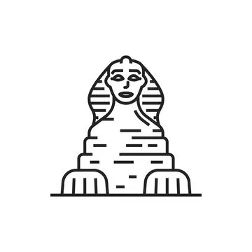 Sphinx outline vector icon Egyptian world landmark Stock Illustration