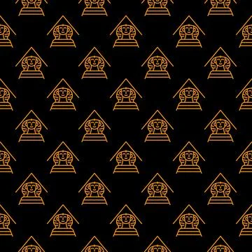 Sphinx vector Egyptian concept geometric outline seamless pattern Illustrazione stock