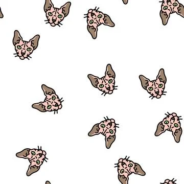 Sphynx cat cute pet vector seamless pattern イラスト素材