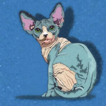 Sphynx Cat Illustration 스톡 일러스트