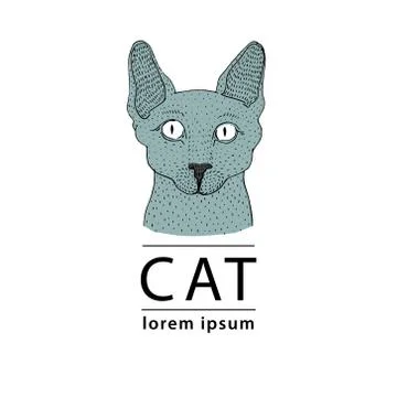 Sphynx cat logo, vector illustration Stock Illustration