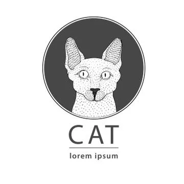 Sphynx cat logo, vector illustration Stock Illustration
