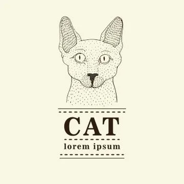 Sphynx cat logo, vector illustration Stock Illustration
