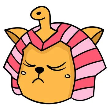 A sphynx headed cat with a grumpy face. carton emoticon. doodle icon drawing Stock Illustration
