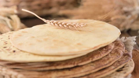 Spianata Sarda. Typical tortilla bread in italy Sardinia region. Baking bread Video stock 205910947