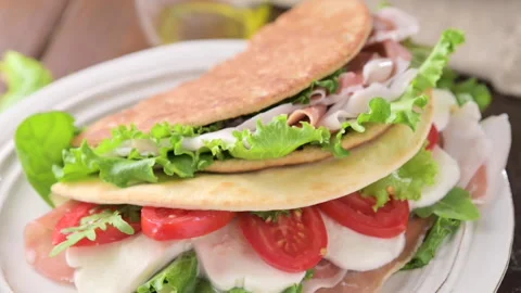 Spianata Sarda. Typical tortilla bread in italy Sardinia region. Baking bread Video stock 205911487