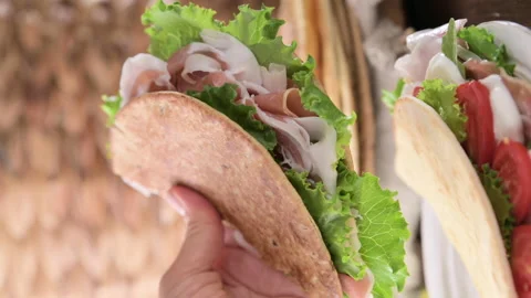 Spianata Sarda. Typical tortilla bread in italy Sardinia region. Baking bread Video stock 212051604