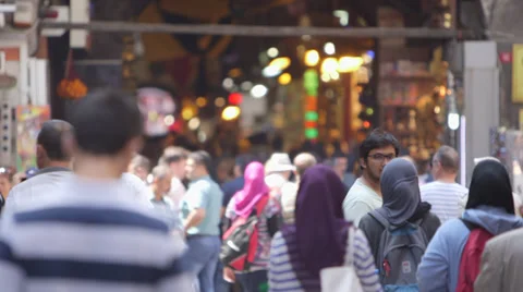 Spice Bazaar - Exterior:Rack focus to tight of crowd Stock Footage 27845377