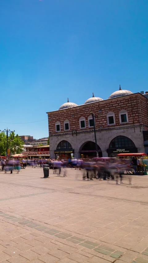 Spice Bazaar or Egyptian Bazaar or Misir Carsisi with people time lapse video Stock Footage 285937698