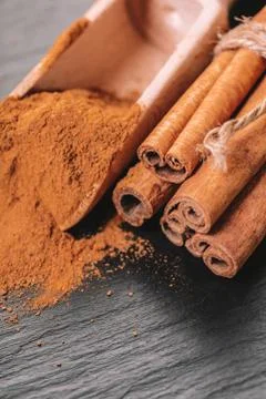 Spice cinnamon close-up Stock Photos