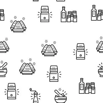 Spice Condiment Herb Vector Seamless Pattern イラスト素材