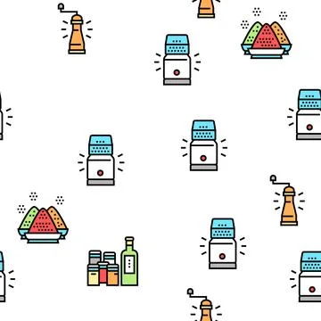 Spice Condiment Herb Vector Seamless Pattern イラスト素材