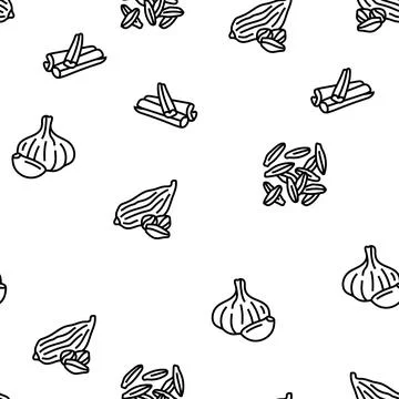 Spice food herb leaf vector seamless pattern イラスト素材