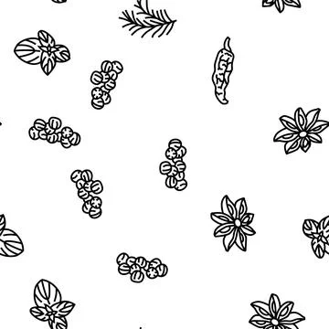 Spice food herb leaf vector seamless pattern イラスト素材