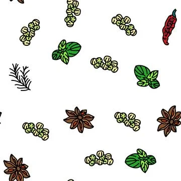 Spice food herb leaf vector seamless pattern Stock Illustration