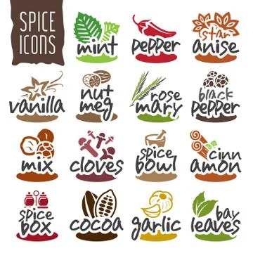 Spice icon set. Stock Illustration