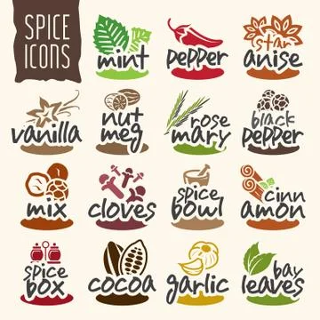 Spice icon set. Stock Illustration