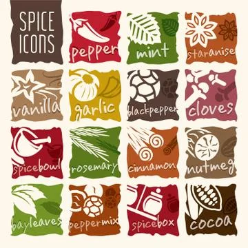Spice icon set. Stock Illustration