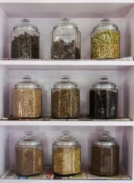 Spice Jar Stack up or Spice Rack in India 写真素材