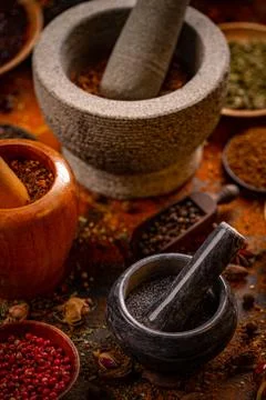 Spice in mortar Stock Photos