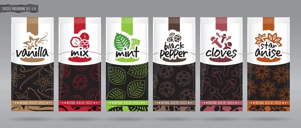 Spice packaging set Stock Illustration