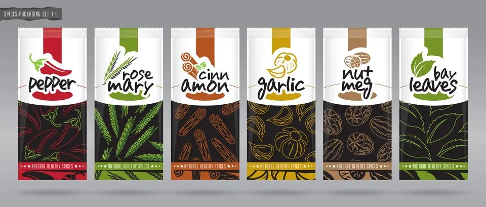 Spice packaging set Stock Illustration