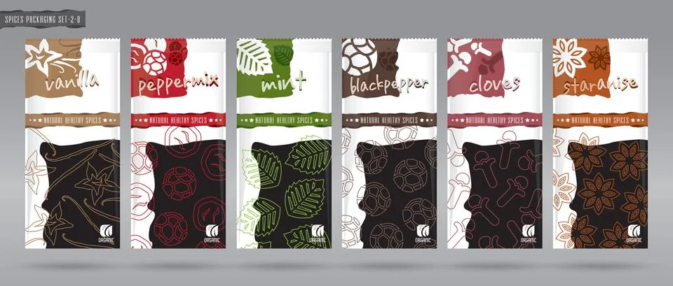 Spice packaging set Stock Illustration