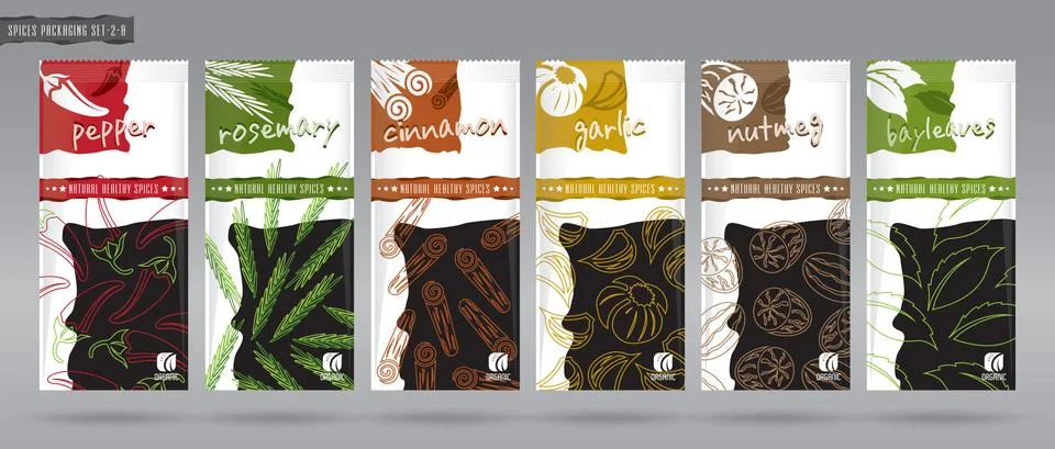 Spice packaging set Stock Illustration