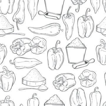 Spice paprika. Vector   pattern. Stock Illustration