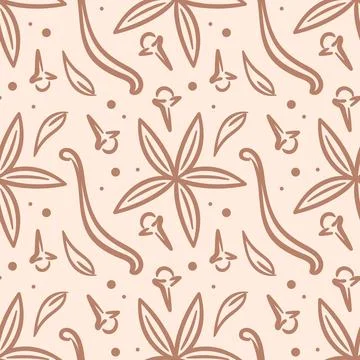 Spice pattern. Star anise, cloves and vanilla. Vector illustration in sketch Illustrazione stock