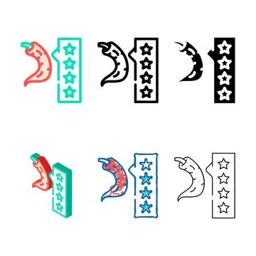 Spice pepper taste star scale color icon types vector Stock Illustration