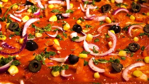 Spice pizza slow motion Stock Footage 101743479