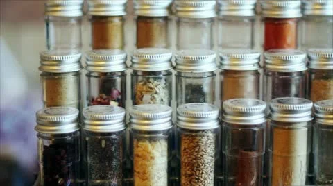 Spice Rack Dolly Shot Stock Footage 10807014