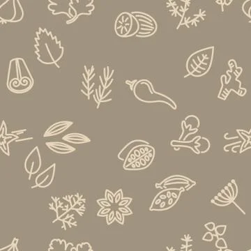 Spice seamless pattern in brown colour Illustrazione stock