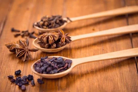 Spice in spoon Stock Photos