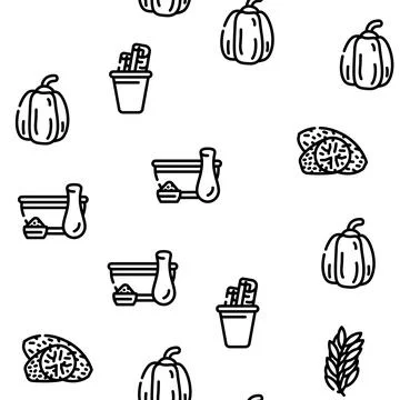 Spice Vegetable Food Vector Seamless Pattern Stock Illustration