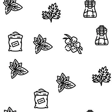 Spice Vegetable Food Vector Seamless Pattern Stock Illustration