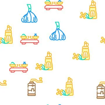 Spice Vegetable Food Vector Seamless Pattern Stock Illustration