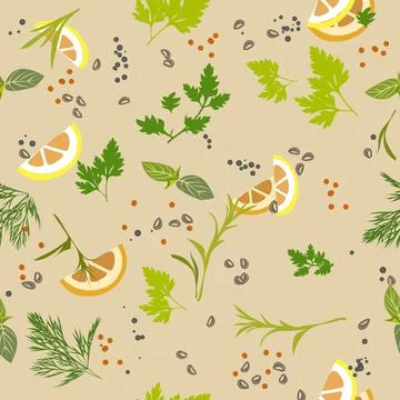 Spices and condiments seamless pattern 스톡 일러스트