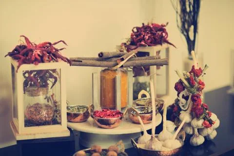 Spices and Garlic Composition Stock Photos