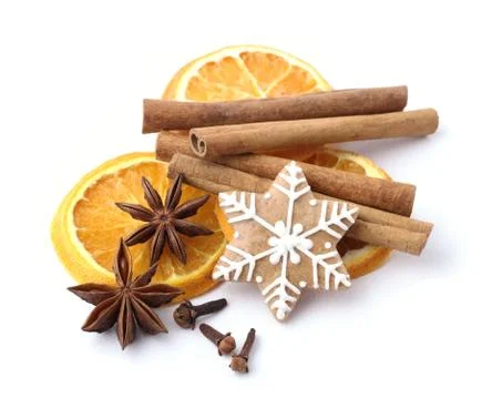 Spices and gingerbread cookie Stock Photos