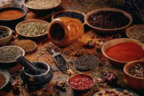 Spices and herbs composition Stock Photos
