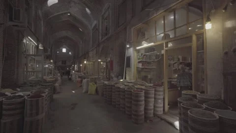 Spices and Herbs Corridor in Tabriz Grand Bazaar (RAW COLOR) Stock Footage 331592636