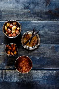 Spices and nuts Stock Photos