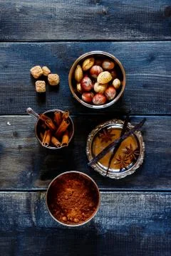 Spices and nuts Stock Photos