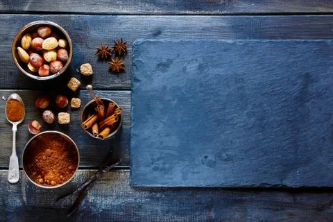 Spices and nuts Stock Photos