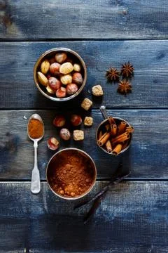 Spices and nuts Stock Photos